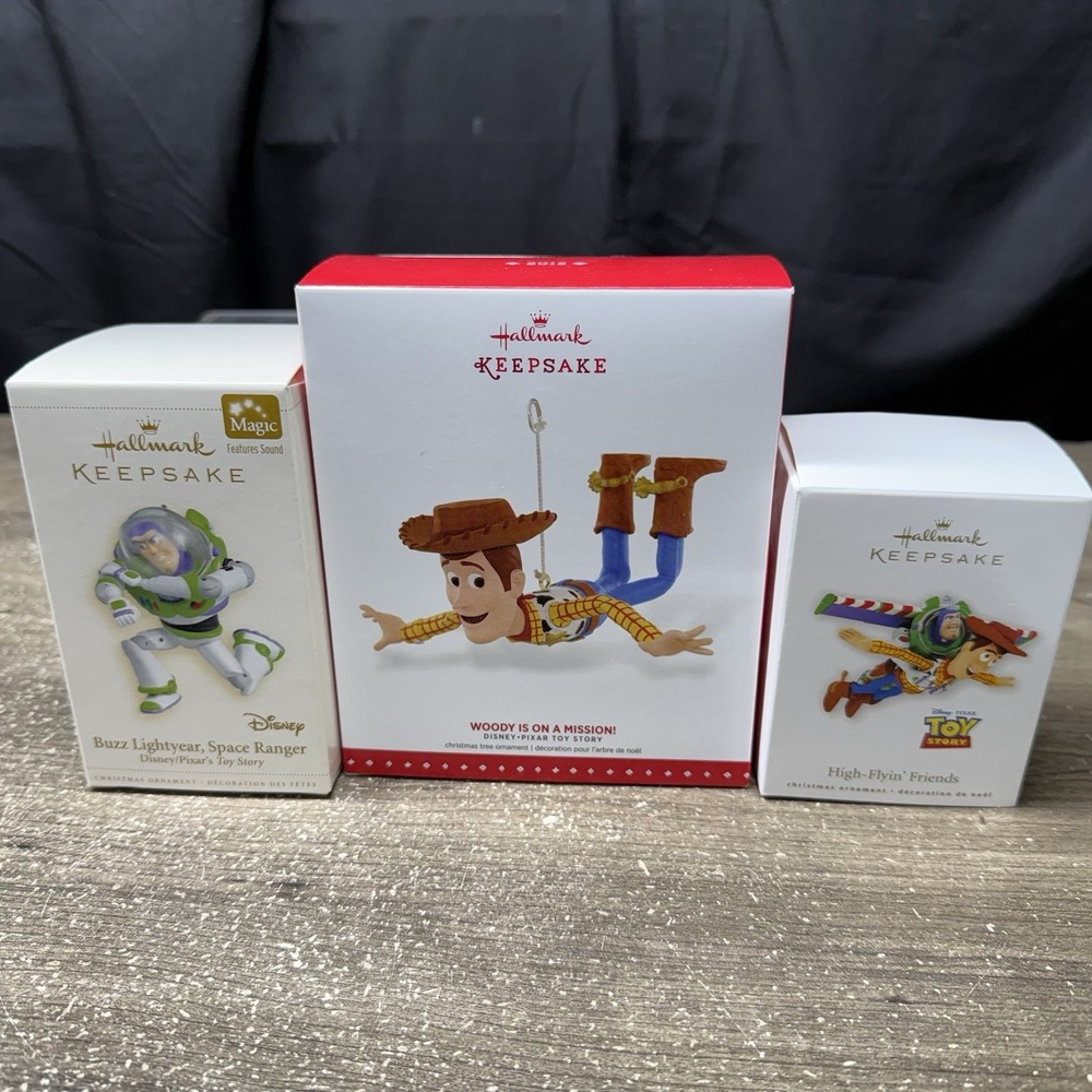 Hallmark Keepsake Toy Story Ornament Lot Woody Buzz Lightyear 3pc Set NIB